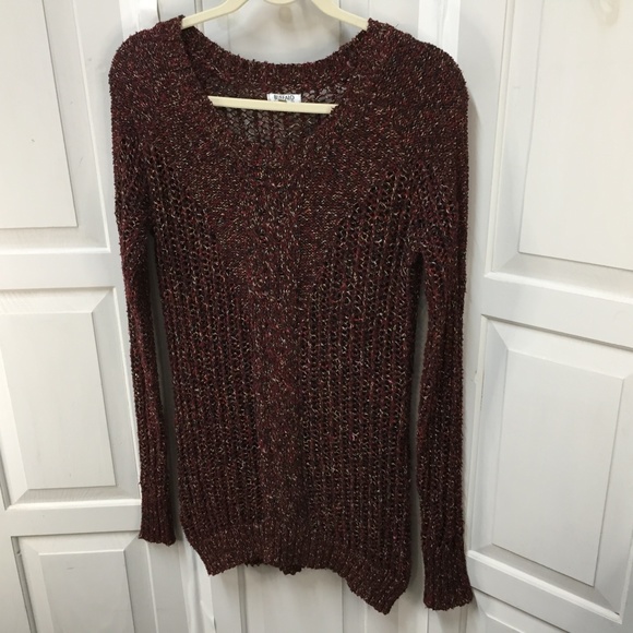 Buffalo David Bitton Red Open Knit Sweater w/ Subtle Sparkle - Picture 7 of 16